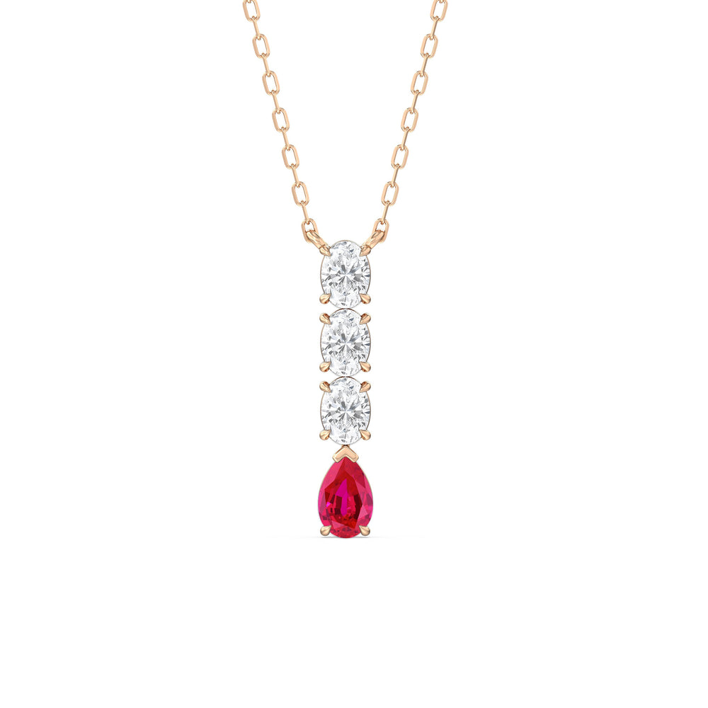 Ruby and Diamond Ethereal Elegance Necklace with 14KT Rose Gold Cut Diamond in 14KT Rose Gold view 1
