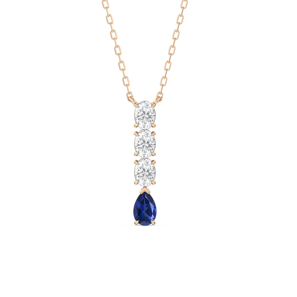 Sapphire and Diamond Ethereal Elegance Necklace with 14KT Rose Gold Cut Diamond in 14KT Rose Gold view 1
