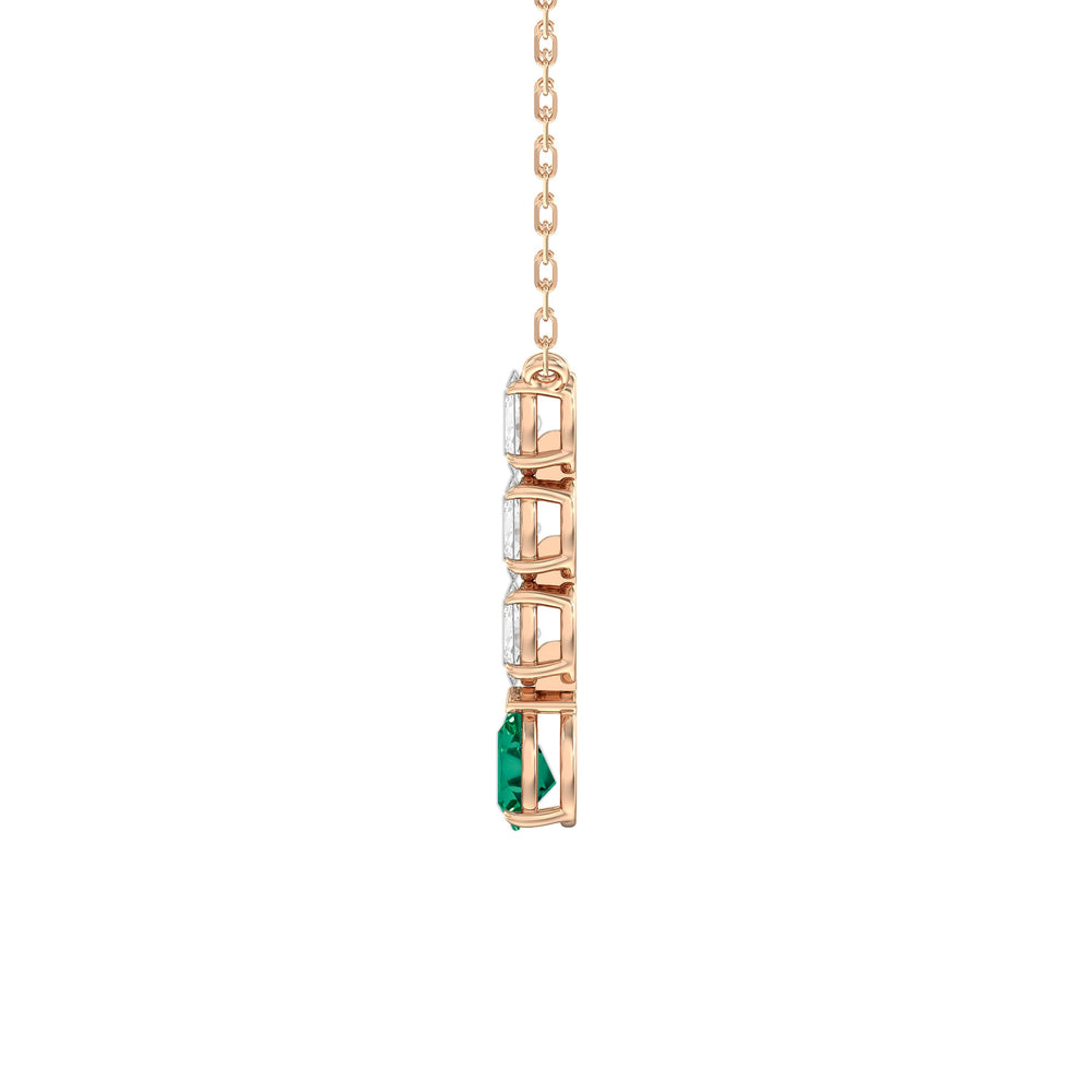 Emerald and Diamond Ethereal Elegance Necklace with 14KT Rose Gold Cut Diamond in 14KT Rose Gold view 3
