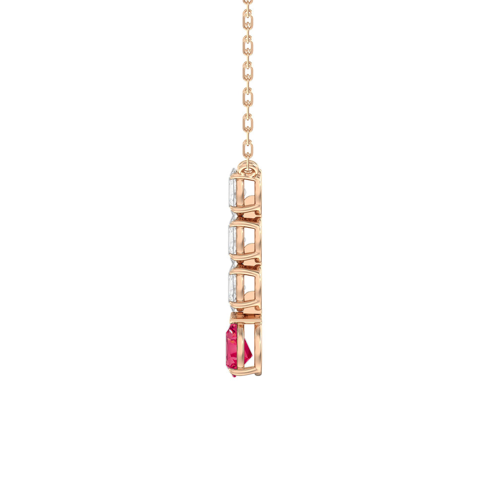 Ruby and Diamond Ethereal Elegance Necklace with 14KT Rose Gold Cut Diamond in 14KT Rose Gold view 3
