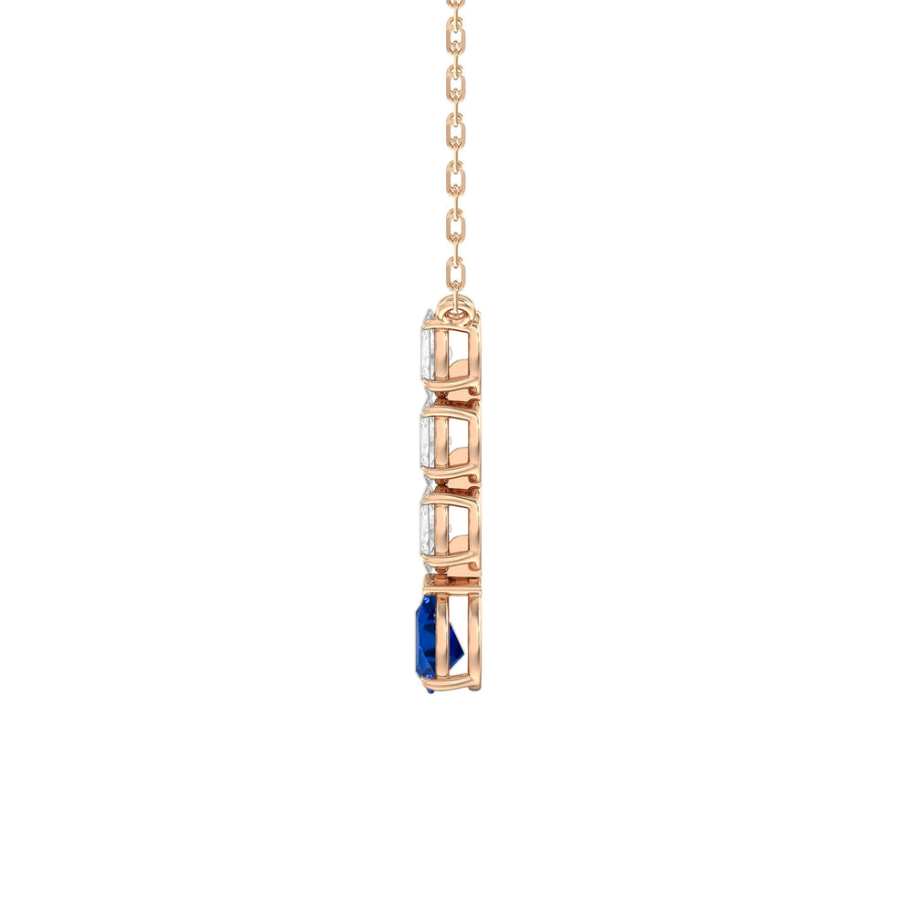 Sapphire and Diamond Ethereal Elegance Necklace with 14KT Rose Gold Cut Diamond in 14KT Rose Gold view 3
