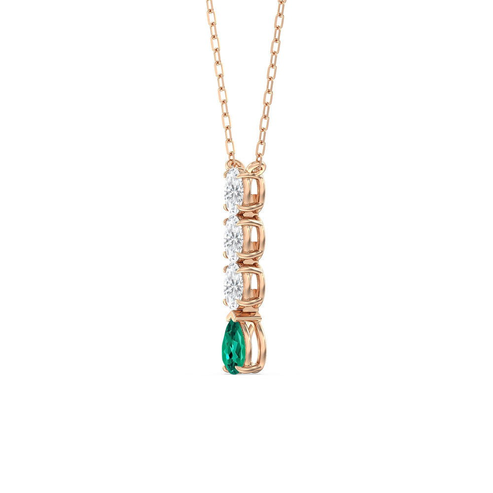 Emerald and Diamond Ethereal Elegance Necklace with 14KT Rose Gold Cut Diamond in 14KT Rose Gold view 2
