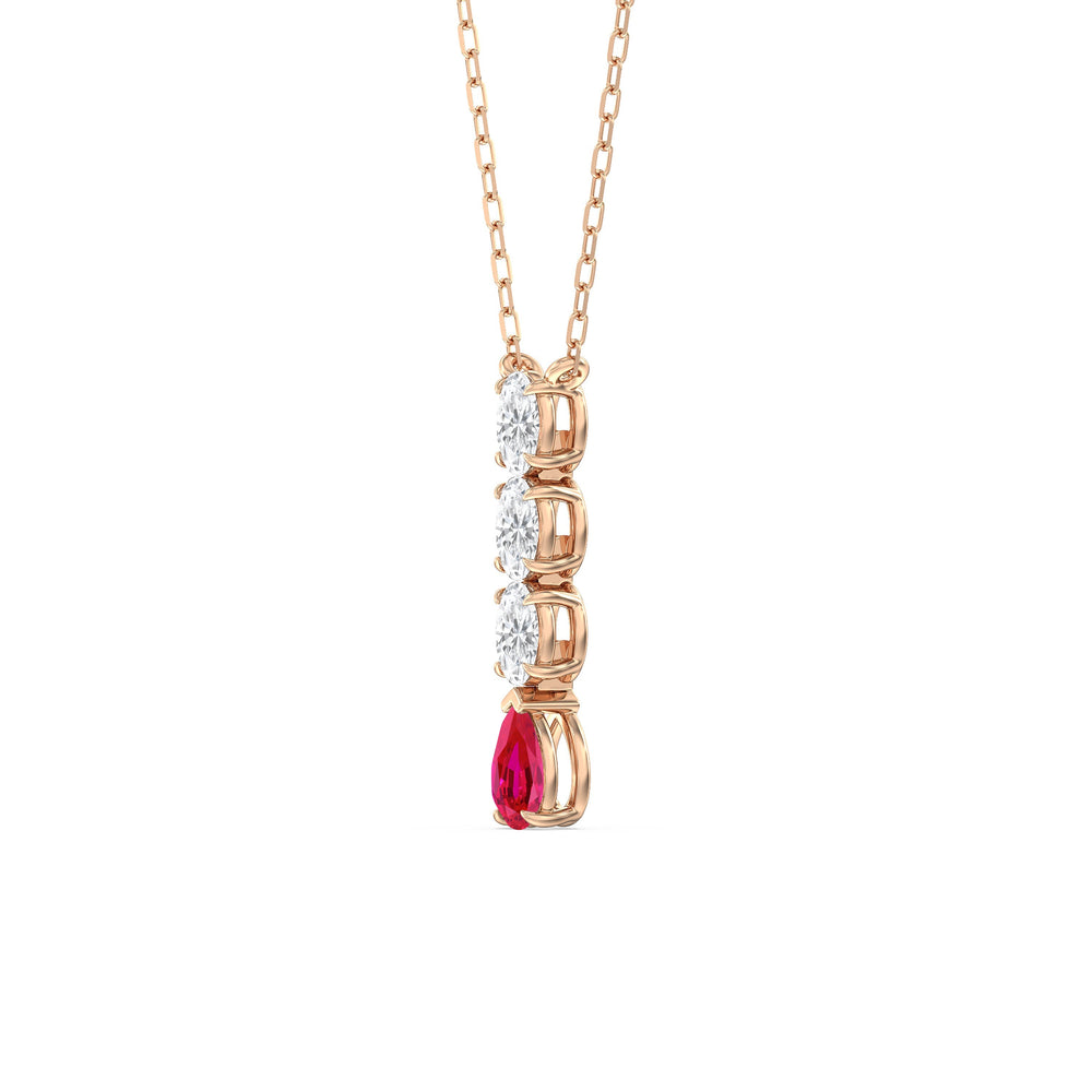 Ruby and Diamond Ethereal Elegance Necklace with 14KT Rose Gold Cut Diamond in 14KT Rose Gold view 2
