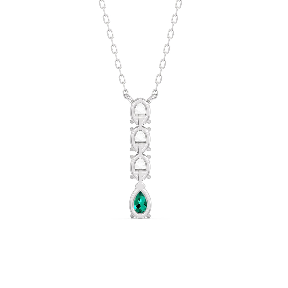 Emerald and Diamond Ethereal Elegance Necklace with 14KT White Gold Cut Diamond in 14KT White Gold view 4
