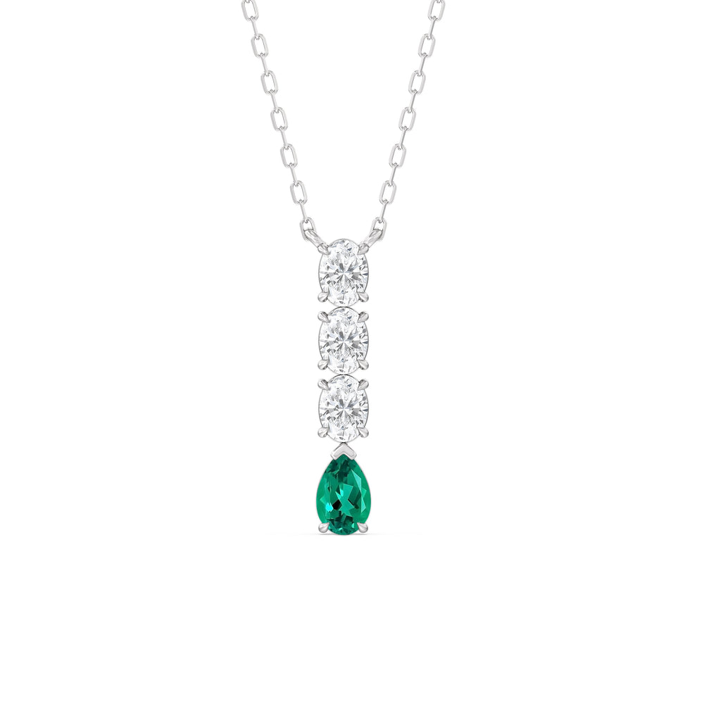 Emerald and Diamond Ethereal Elegance Necklace with 14KT White Gold Cut Diamond in 14KT White Gold view 1
