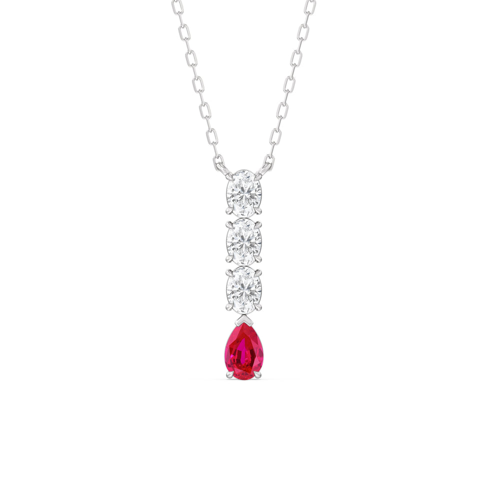 Ruby and Diamond Ethereal Elegance Necklace with 14KT White Gold Cut Diamond in 14KT White Gold view 1

