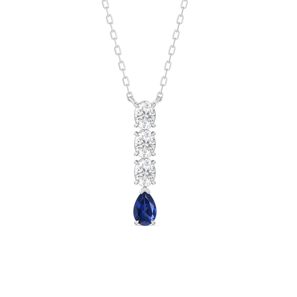 Sapphire and Diamond Ethereal Elegance Necklace with 14KT White Gold Cut Diamond in 14KT White Gold view 1
