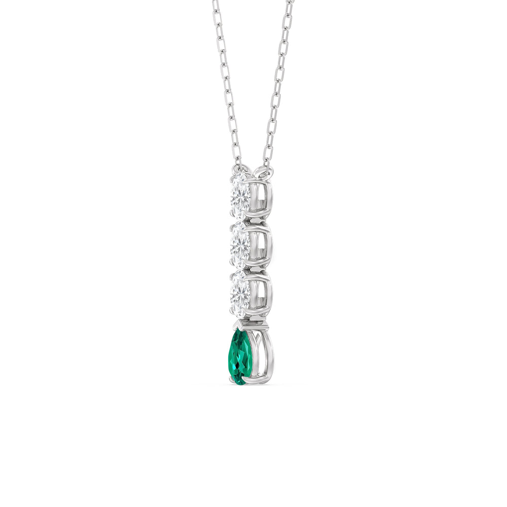 Emerald and Diamond Ethereal Elegance Necklace with 14KT White Gold Cut Diamond in 14KT White Gold view 2
