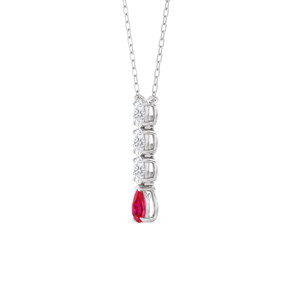 Ruby and Diamond Ethereal Elegance Necklace with 14KT White Gold Cut Diamond in 14KT White Gold view 2
