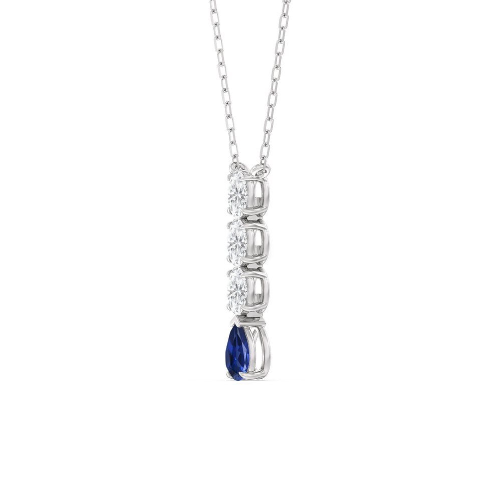Sapphire and Diamond Ethereal Elegance Necklace with 14KT White Gold Cut Diamond in 14KT White Gold view 2
