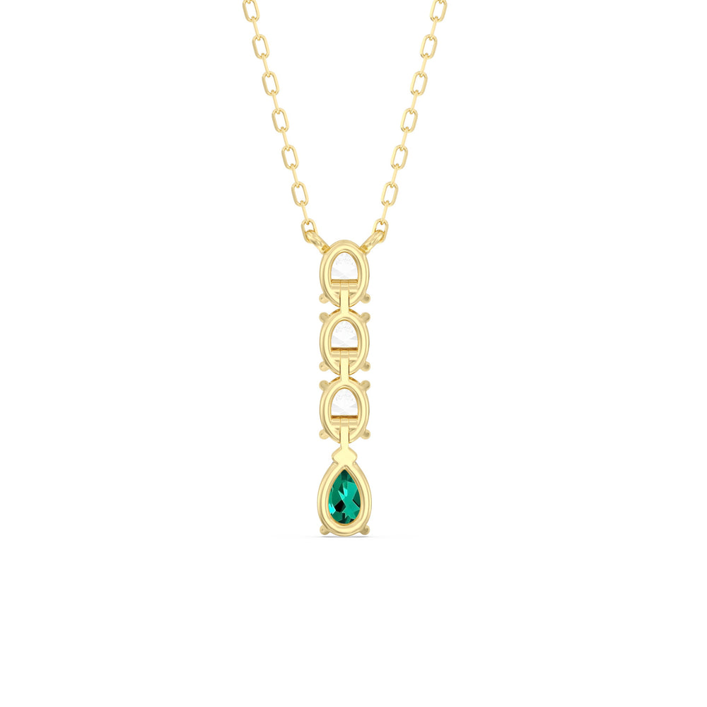 Emerald and Diamond Ethereal Elegance Necklace with 14KT Yellow Gold Cut Diamond in 14KT Yellow Gold view 4
