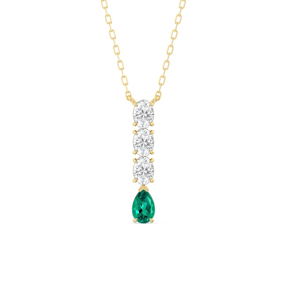 Emerald and Diamond Ethereal Elegance Necklace with 14KT Yellow Gold Cut Diamond in 14KT Yellow Gold view 1
