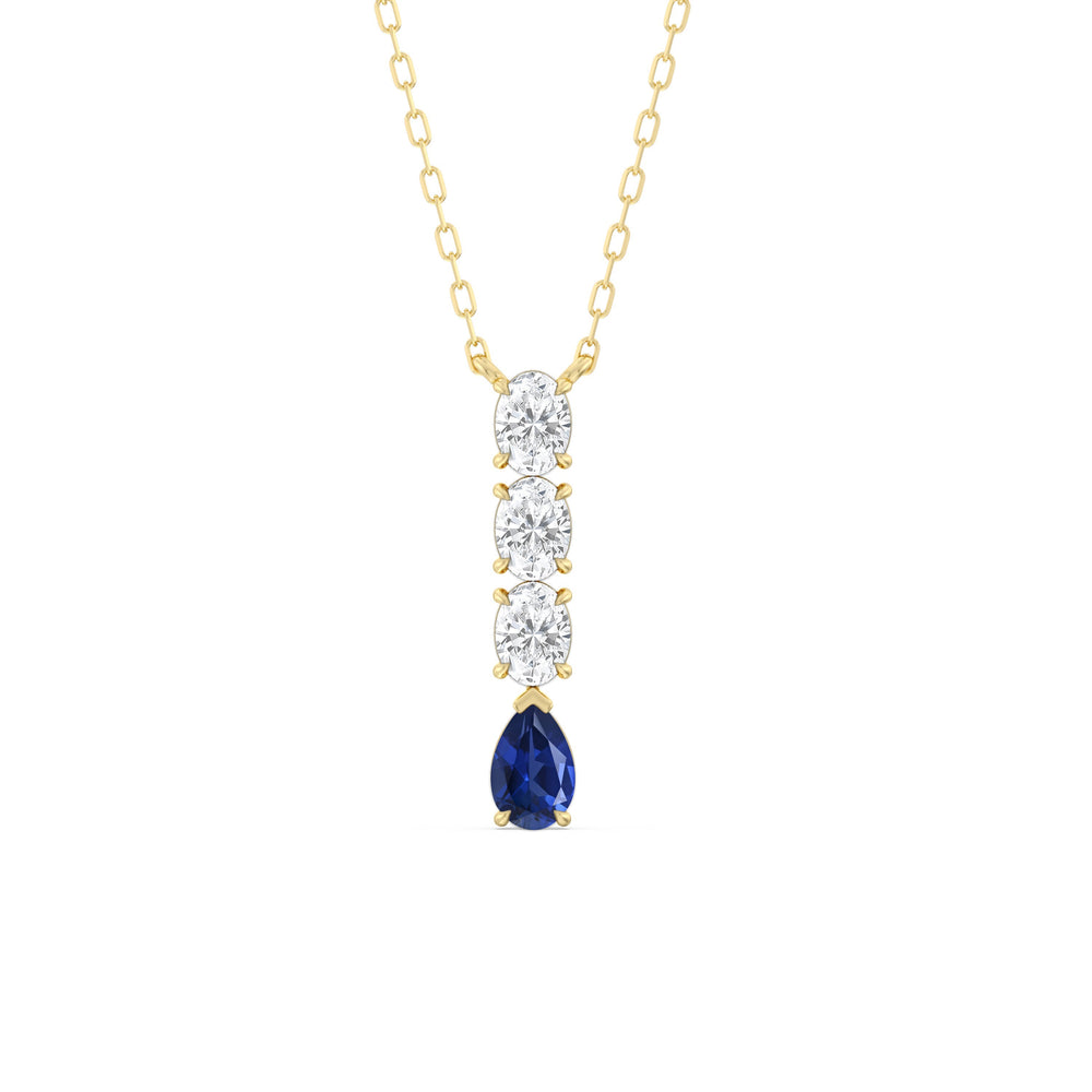 Sapphire and Diamond Ethereal Elegance Necklace with 14KT Yellow Gold Cut Diamond in 14KT Yellow Gold view 1
