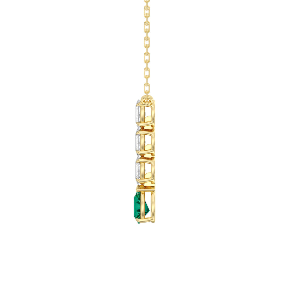 Emerald and Diamond Ethereal Elegance Necklace with 14KT Yellow Gold Cut Diamond in 14KT Yellow Gold view 3
