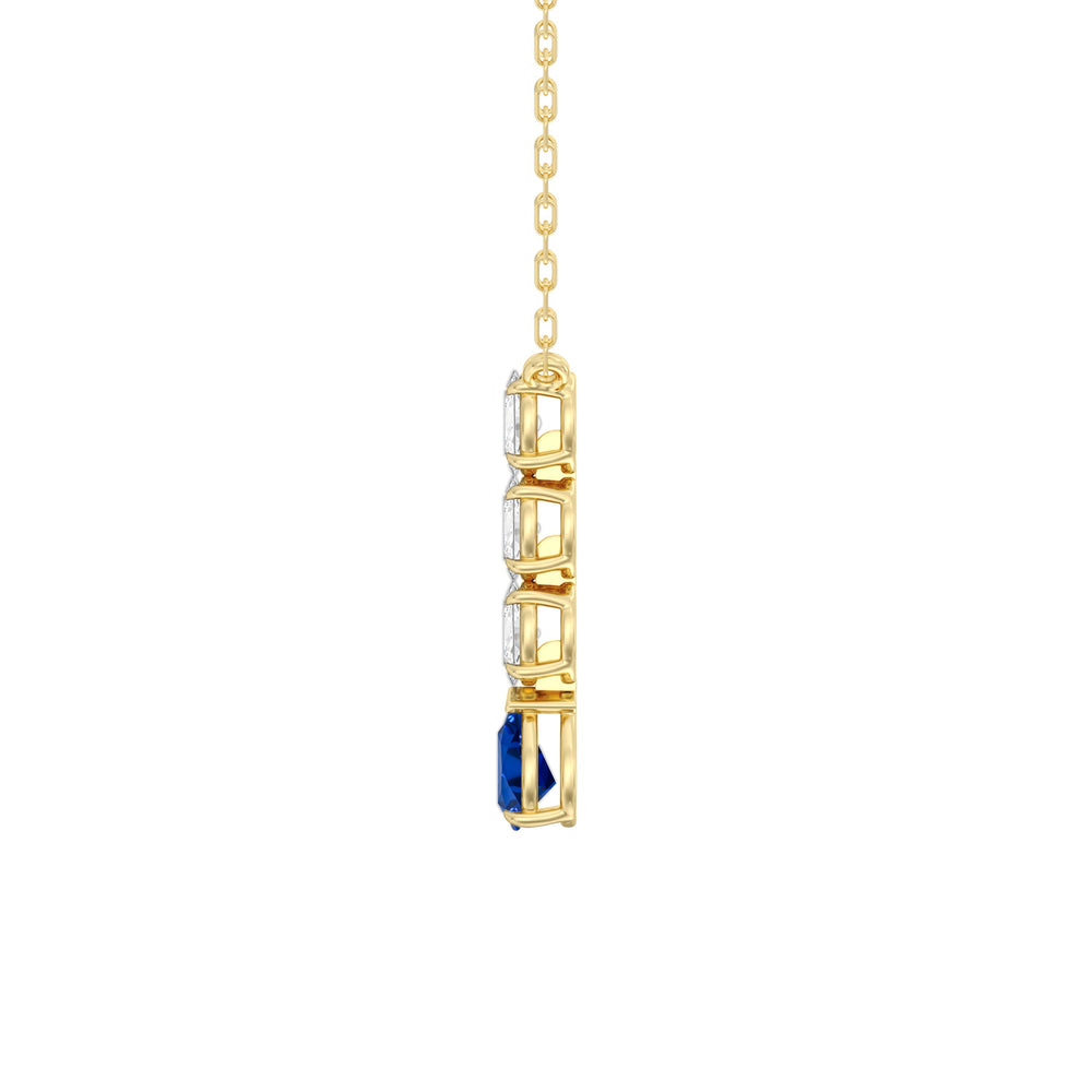 Sapphire and Diamond Ethereal Elegance Necklace with 14KT Yellow Gold Cut Diamond in 14KT Yellow Gold view 3
