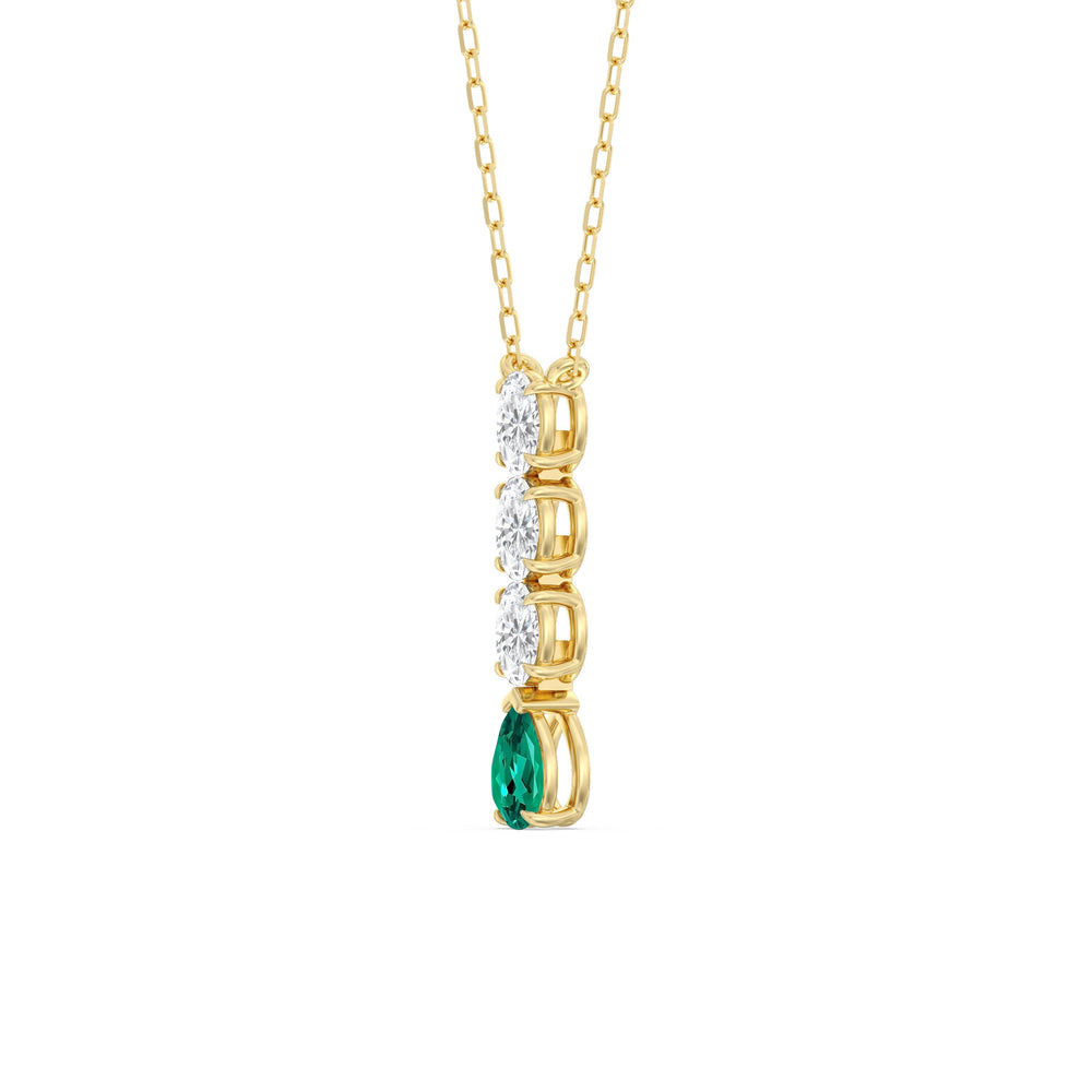 Emerald and Diamond Ethereal Elegance Necklace with 14KT Yellow Gold Cut Diamond in 14KT Yellow Gold view 2
