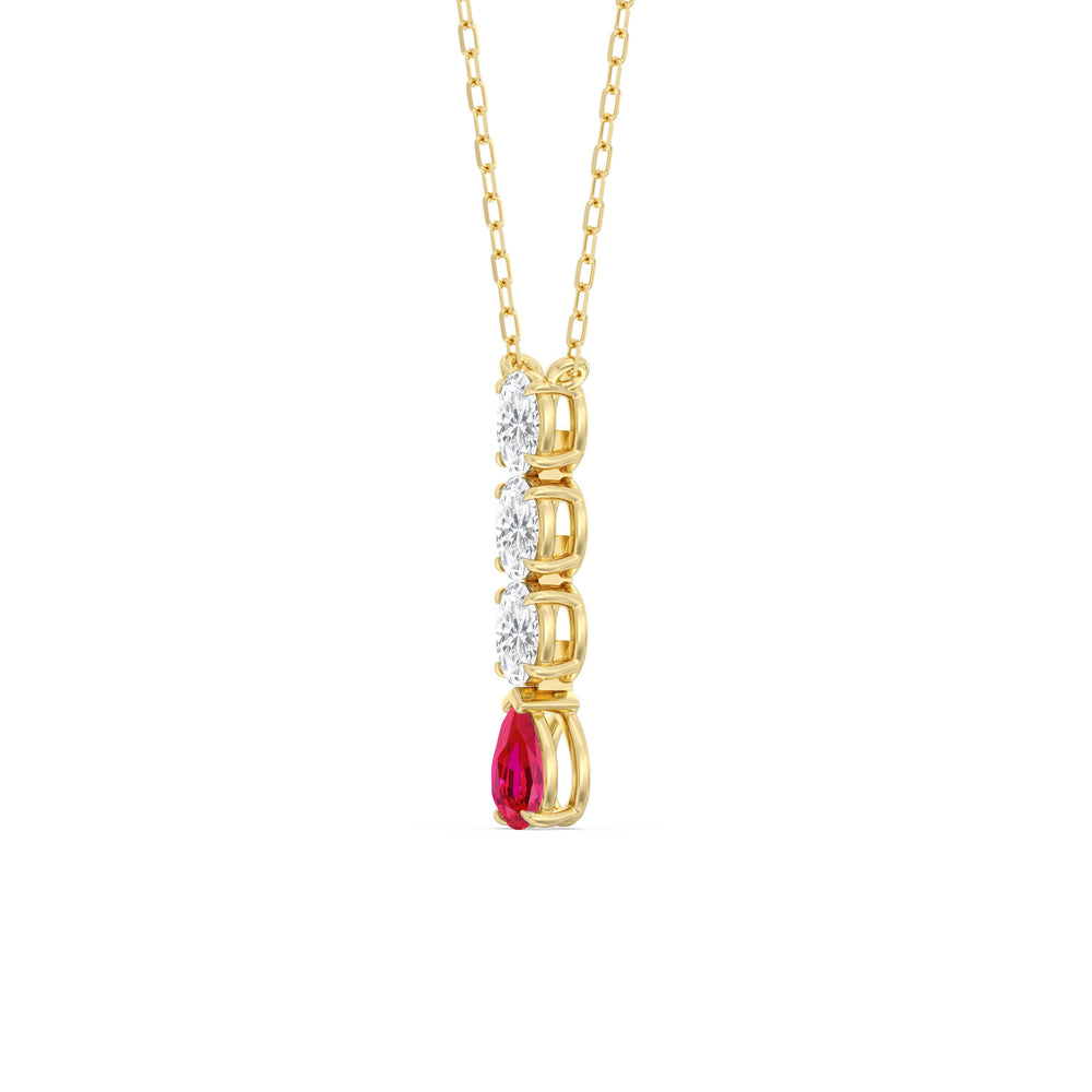 Ruby and Diamond Ethereal Elegance Necklace with 14KT Yellow Gold Cut Diamond in 14KT Yellow Gold view 2
