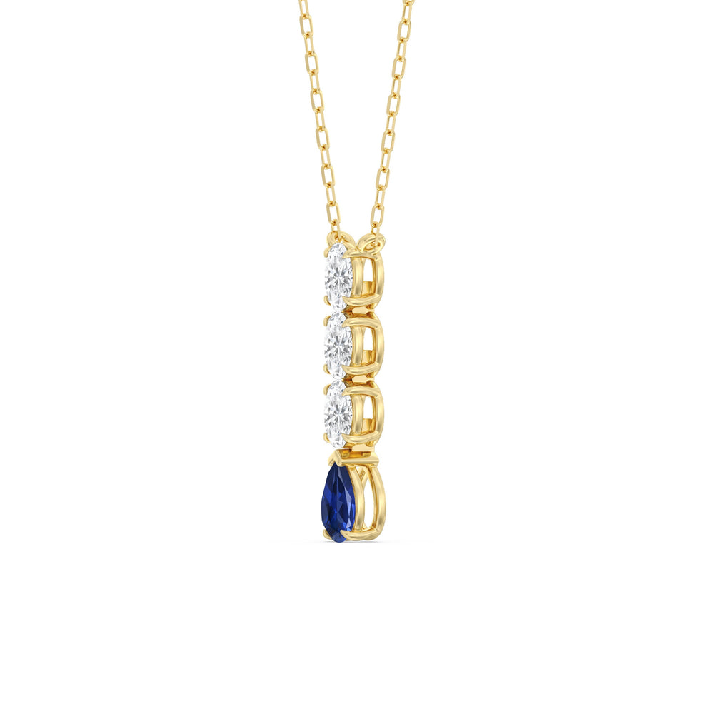 Sapphire and Diamond Ethereal Elegance Necklace with 14KT Yellow Gold Cut Diamond in 14KT Yellow Gold view 2
