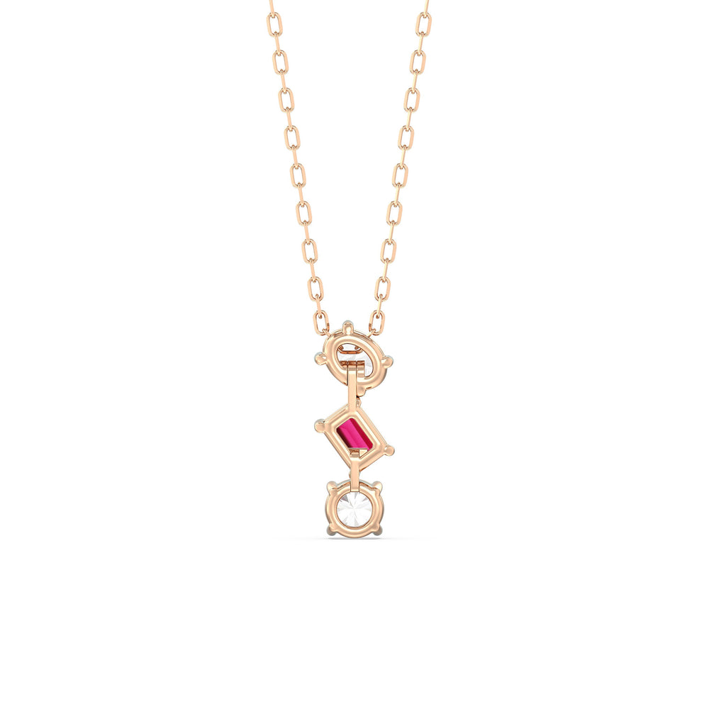 Ruby and Diamond Sleek Sparkle Necklace with 14KT Rose Gold Cut Diamond in 14KT Rose Gold view 4
