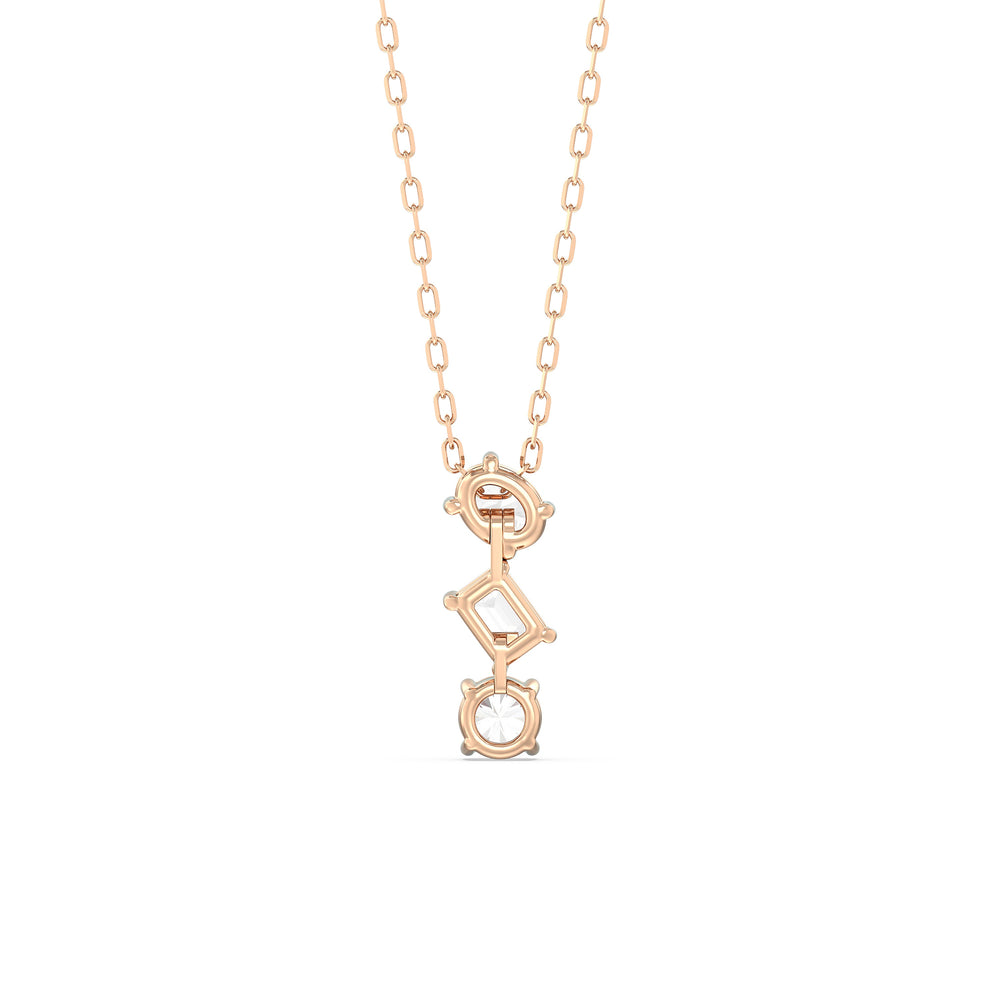 Sleek Sparkle Diamond Necklace with 14KT Rose Gold / Lab / 3/4 Cut Diamond in 14KT Rose Gold / Lab / 3/4 view 6
