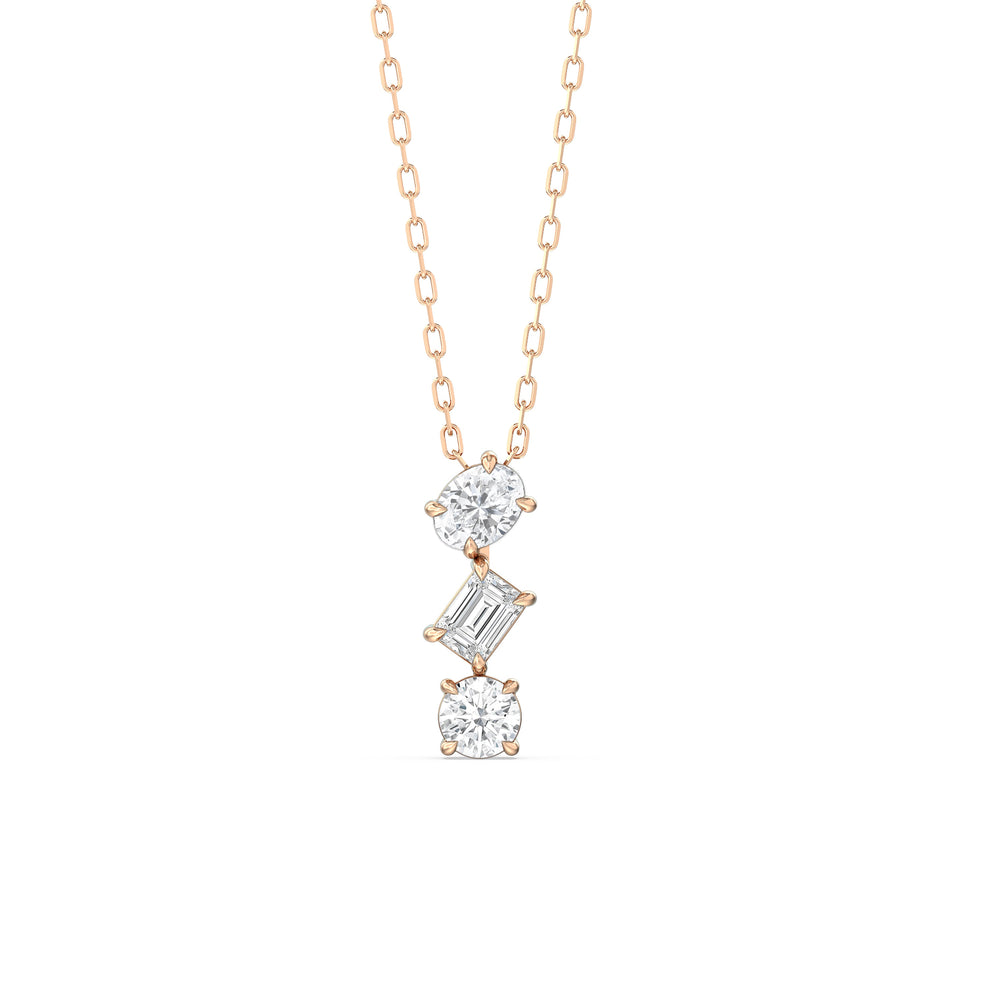 Sleek Sparkle Diamond Necklace with 14KT Rose Gold / Lab / 3/4 Cut Diamond in 14KT Rose Gold / Lab / 3/4 view 1
