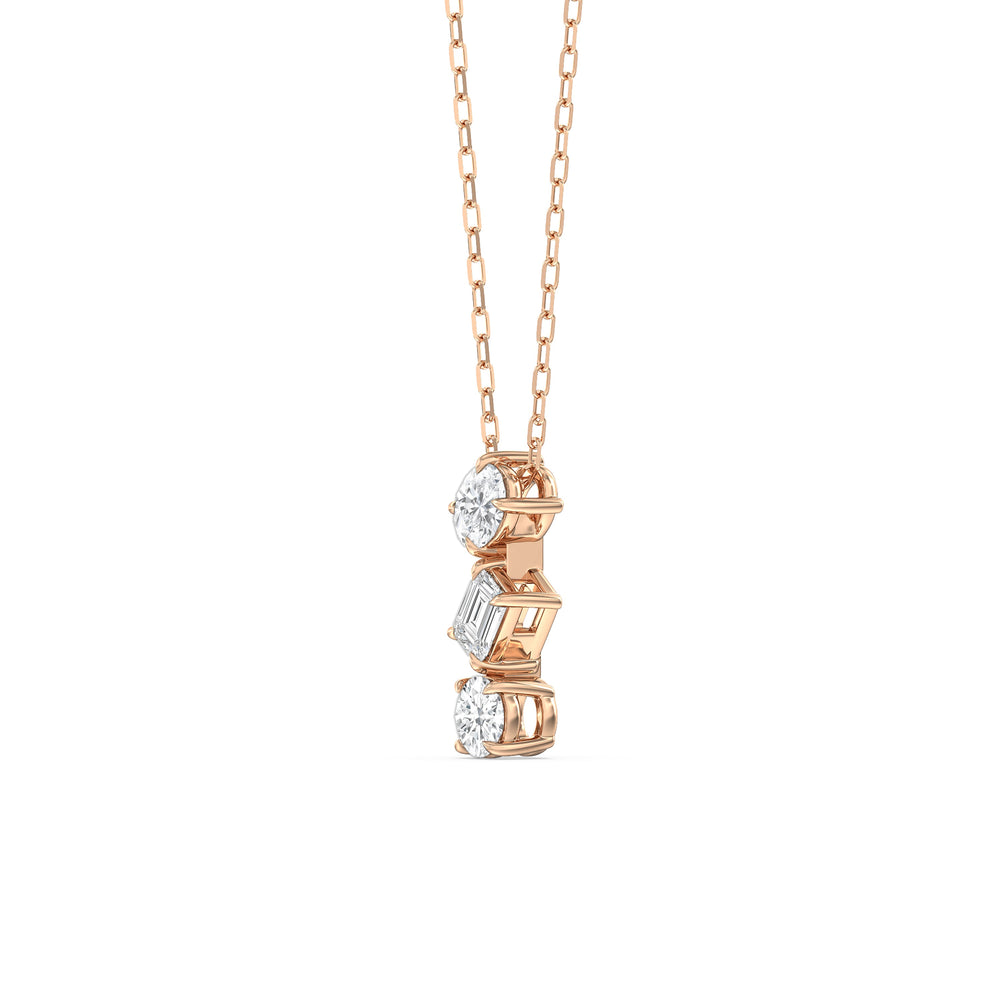 Sleek Sparkle Diamond Necklace with 14KT Rose Gold / Lab / 3/4 Cut Diamond in 14KT Rose Gold / Lab / 3/4 view 2
