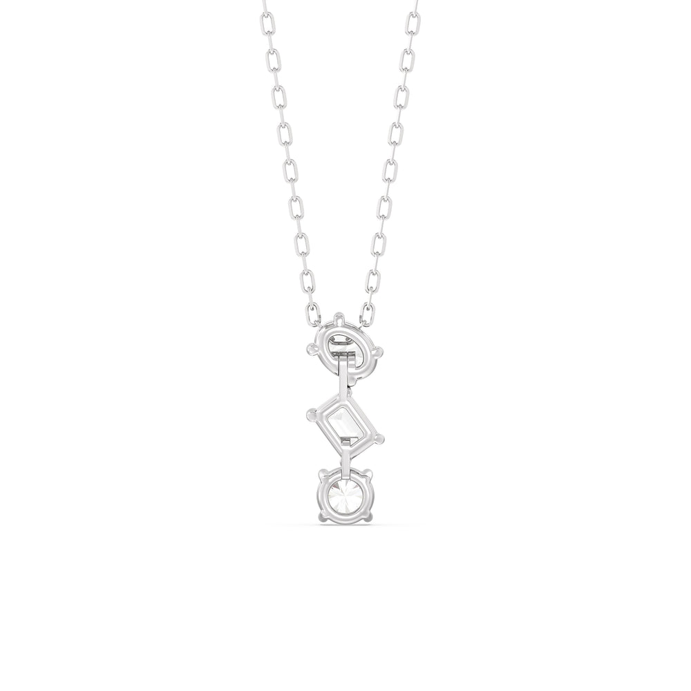 Sleek Sparkle Diamond Necklace with 14KT White Gold / Lab / 3/4 Cut Diamond in 14KT White Gold / Lab / 3/4 view 6
