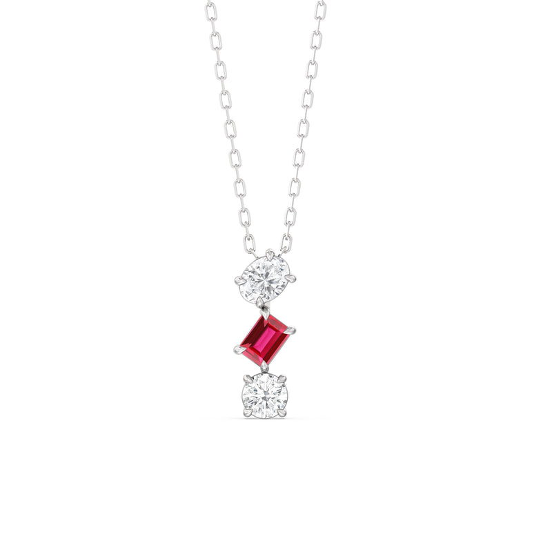 Ruby and Diamond Sleek Sparkle Necklace