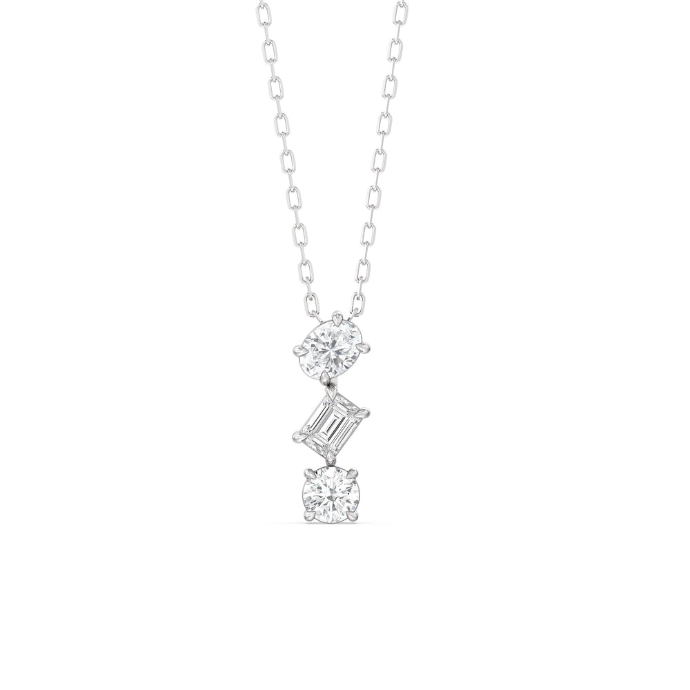 Sleek Sparkle Diamond Necklace with 14KT White Gold / Lab / 3/4 Cut Diamond in 14KT White Gold / Lab / 3/4 view 1

