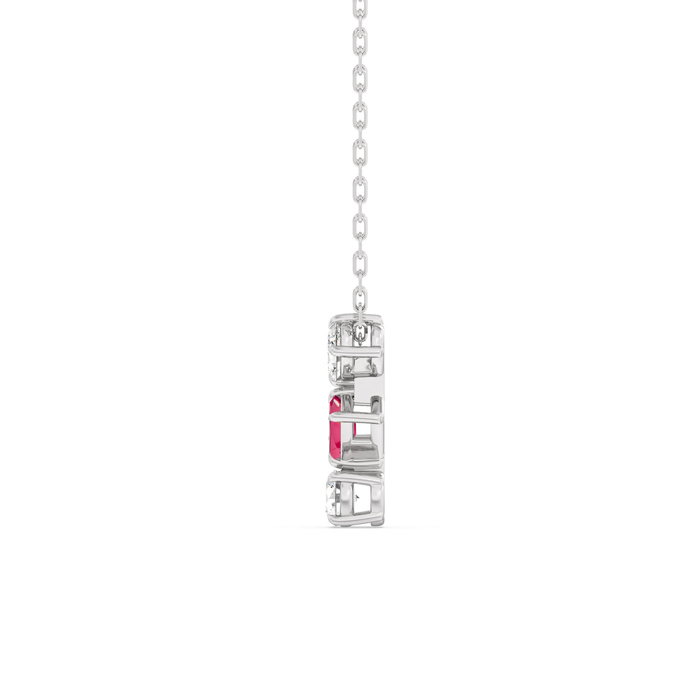 Ruby and Diamond Sleek Sparkle Necklace with 14KT White Gold Cut Diamond in 14KT White Gold view 3
