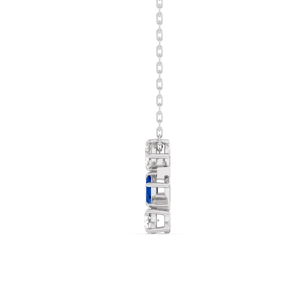 Sapphire and Diamond Sleek Sparkle Necklace with 14KT White Gold Cut Diamond in 14KT White Gold view 3
