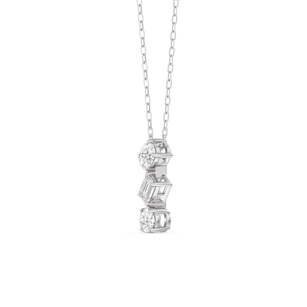 Sleek Sparkle Diamond Necklace with 14KT White Gold / Lab / 3/4 Cut Diamond in 14KT White Gold / Lab / 3/4 view 2
