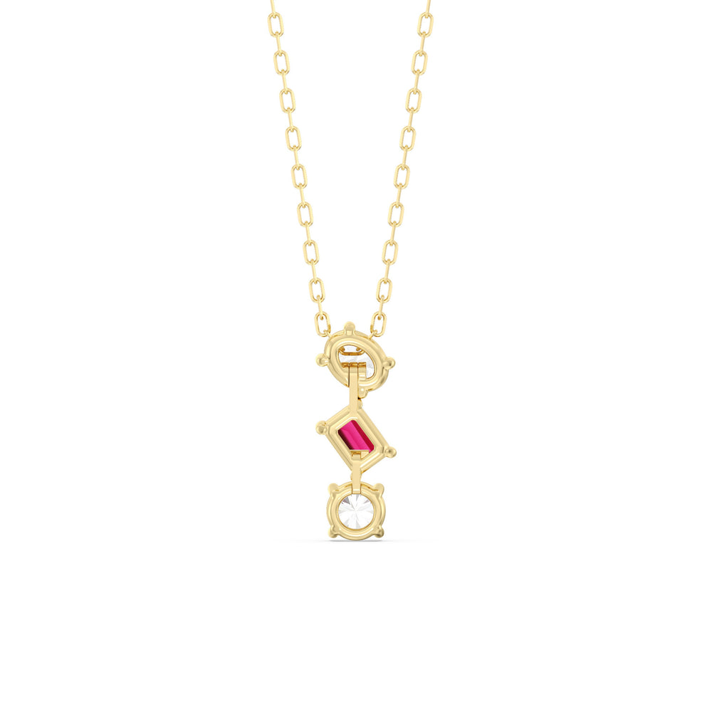 Ruby and Diamond Sleek Sparkle Necklace with 14KT Yellow Gold Cut Diamond in 14KT Yellow Gold view 4
