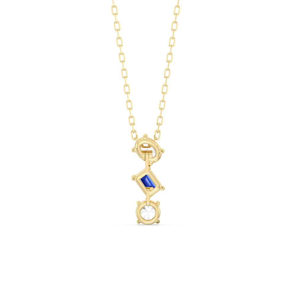 Sapphire and Diamond Sleek Sparkle Necklace with 14KT Yellow Gold Cut Diamond in 14KT Yellow Gold view 4
