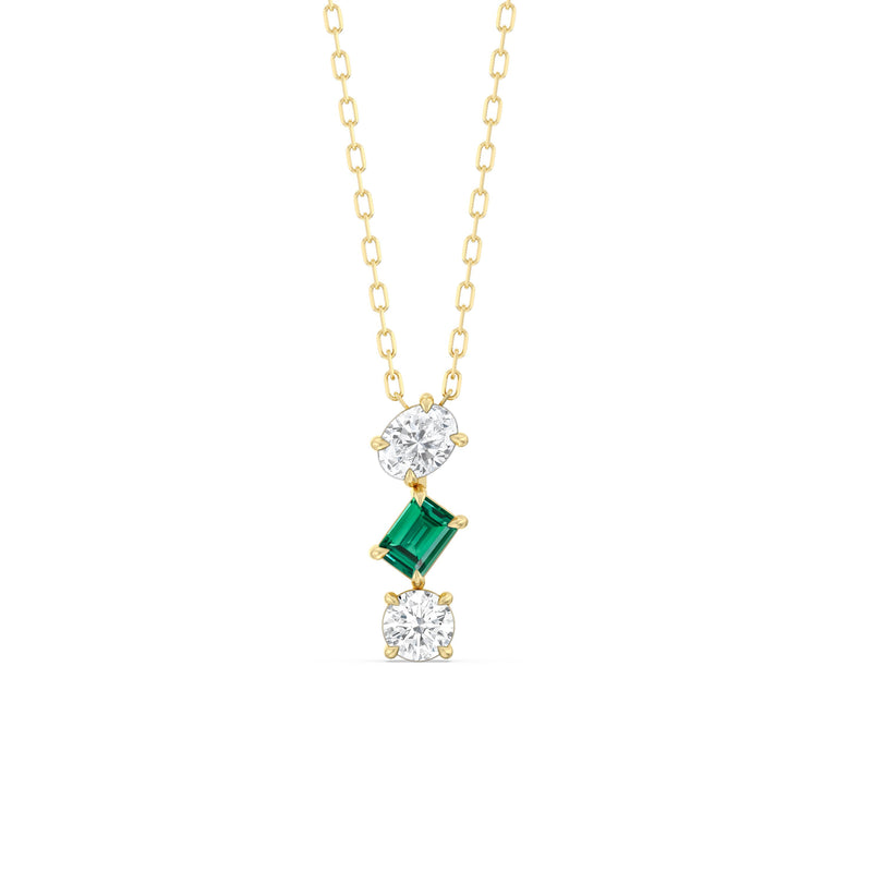 Emerald and Diamond Sleek Sparkle Necklace