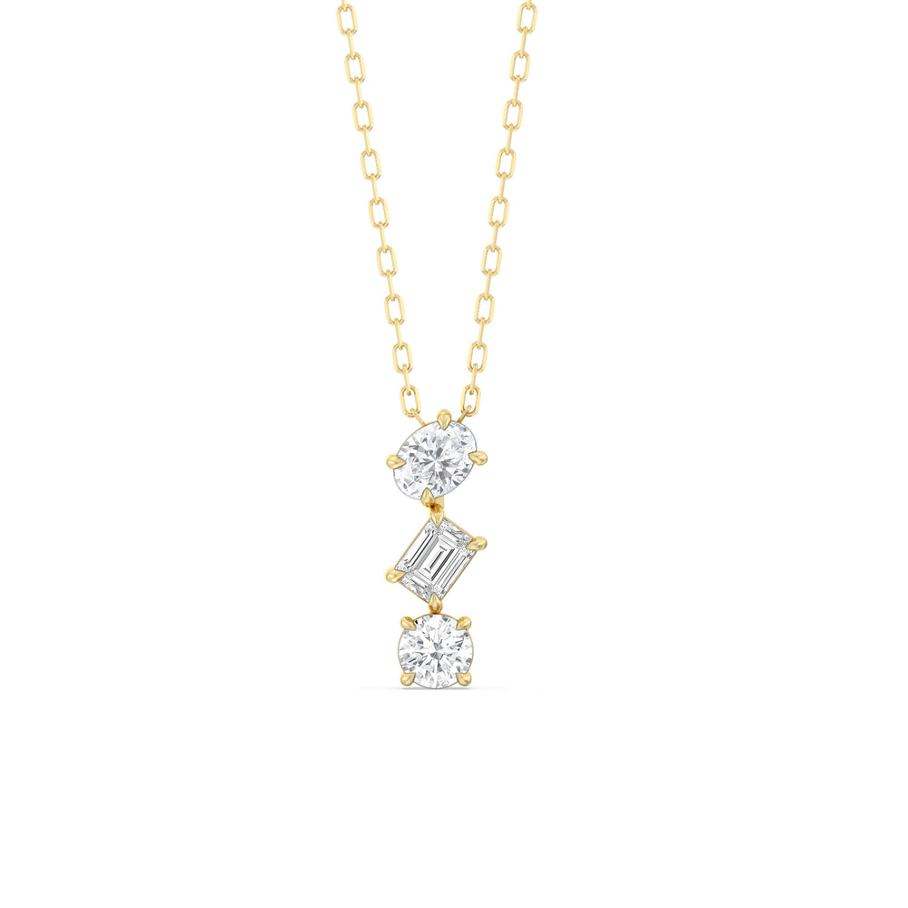 Sleek Sparkle Diamond Necklace with 14KT Yellow Gold / Lab / 3/4 Cut Diamond in 14KT Yellow Gold / Lab / 3/4 view 1
