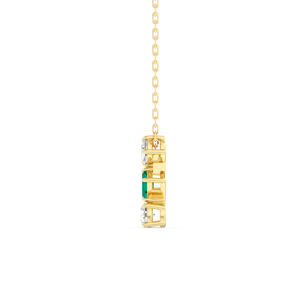 Emerald and Diamond Sleek Sparkle Necklace with 14KT Yellow Gold Cut Diamond in 14KT Yellow Gold view 3
