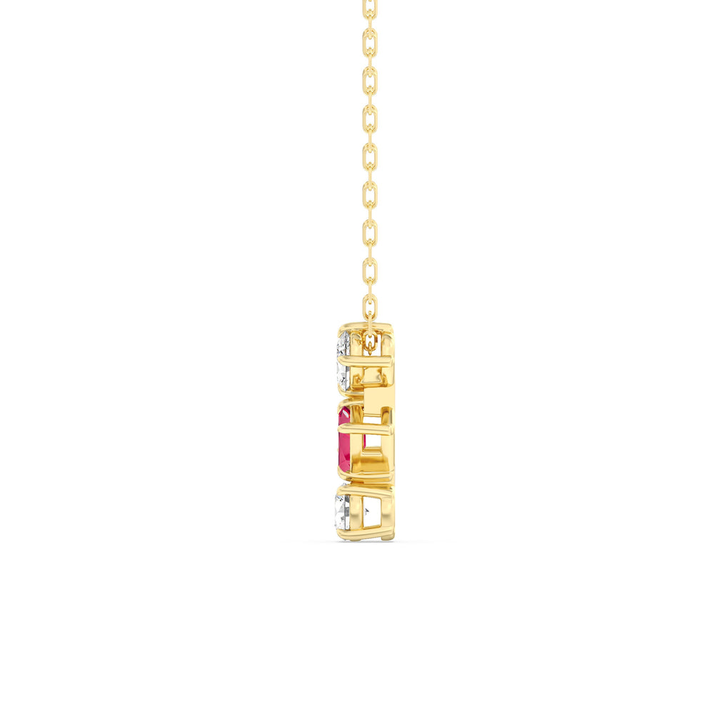 Ruby and Diamond Sleek Sparkle Necklace with 14KT Yellow Gold Cut Diamond in 14KT Yellow Gold view 3
