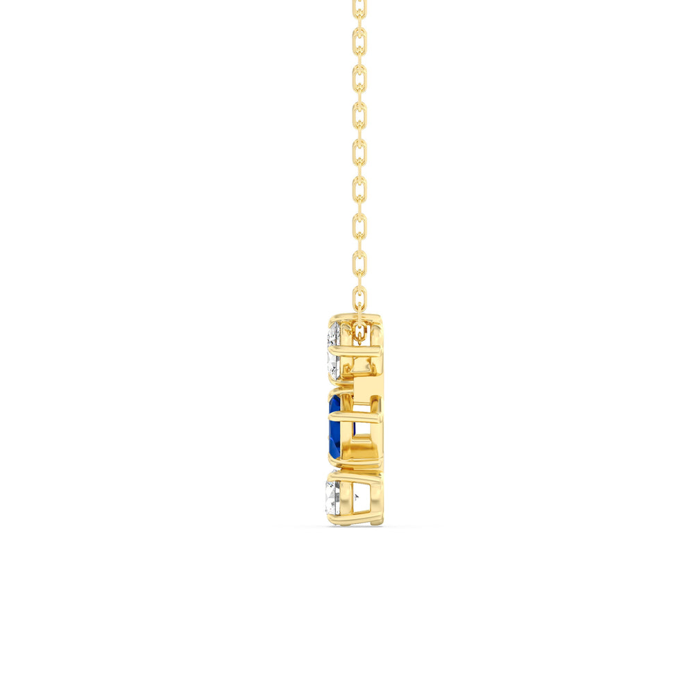 Sapphire and Diamond Sleek Sparkle Necklace with 14KT Yellow Gold Cut Diamond in 14KT Yellow Gold view 3
