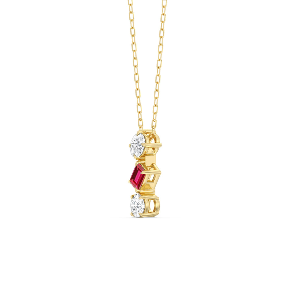 Ruby and Diamond Sleek Sparkle Necklace with 14KT Yellow Gold Cut Diamond in 14KT Yellow Gold view 2
