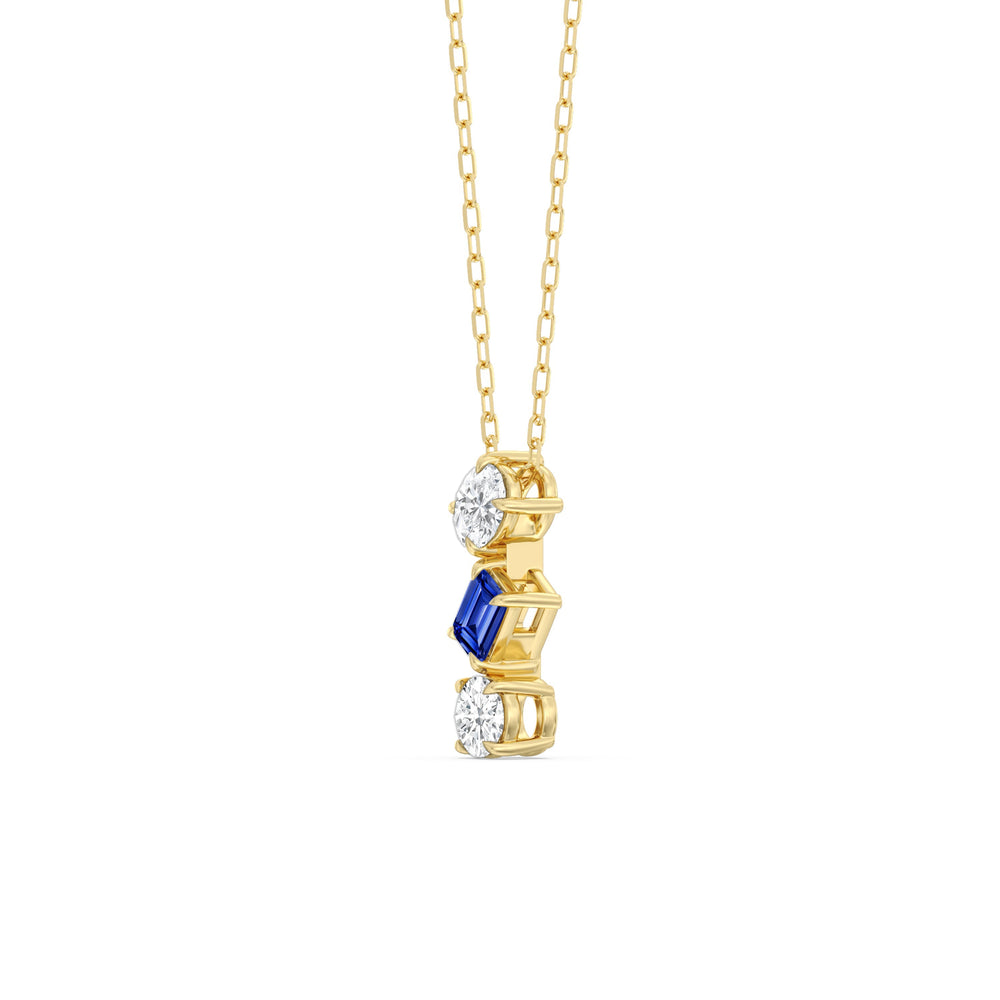 Sapphire and Diamond Sleek Sparkle Necklace with 14KT Yellow Gold Cut Diamond in 14KT Yellow Gold view 2
