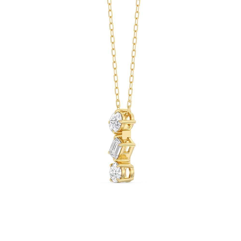 Sleek Sparkle Diamond Necklace with 14KT Yellow Gold / Lab / 3/4 Cut Diamond in 14KT Yellow Gold / Lab / 3/4 view 2
