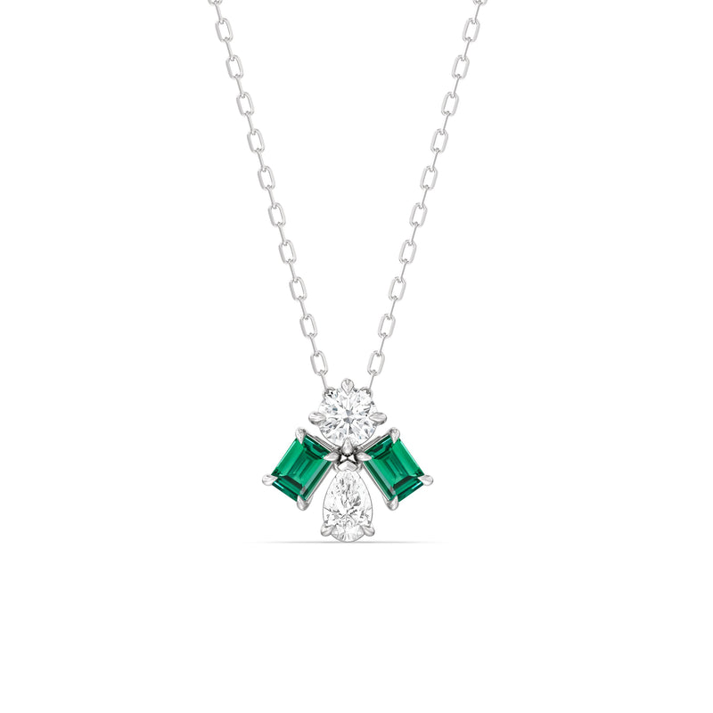 Emerald and Diamond Gleaming Galaxy Necklace