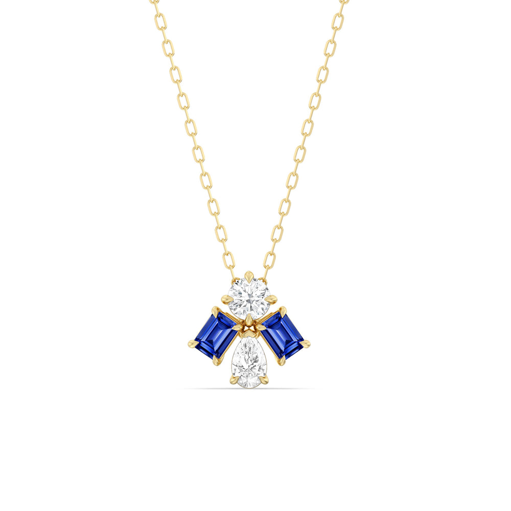 Sapphire and Diamond Gleaming Galaxy Necklace with 14KT Yellow Gold Cut Diamond in 14KT Yellow Gold view 1
