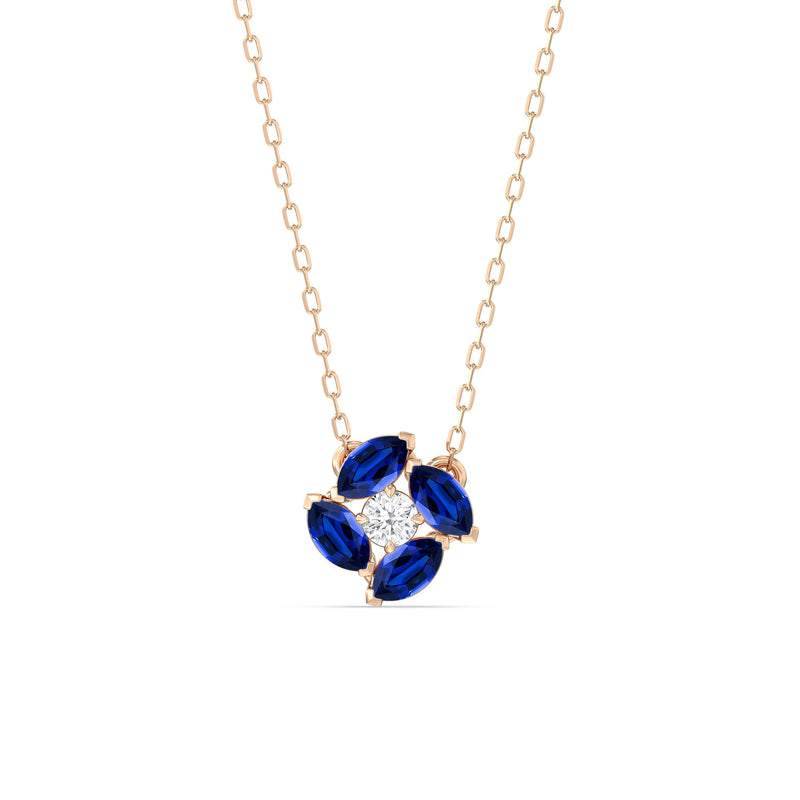 Sapphire and Diamond Hydrangea Necklace