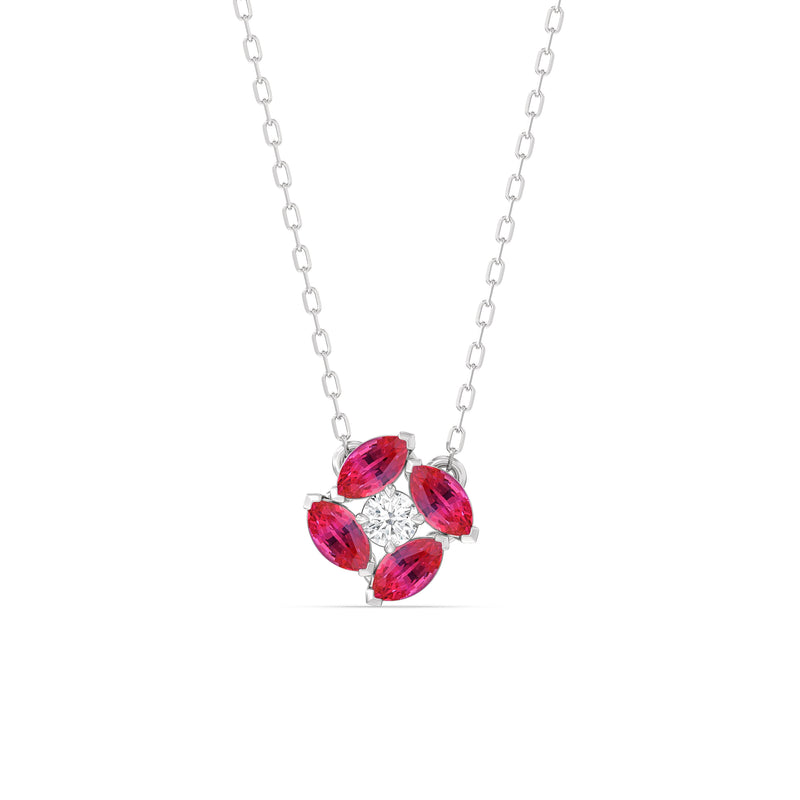 Ruby and Diamond Hydrangea Necklace