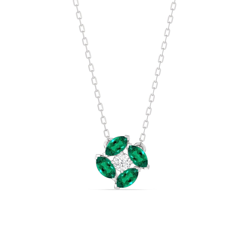 Emerald and Diamond Hydrangea Necklace