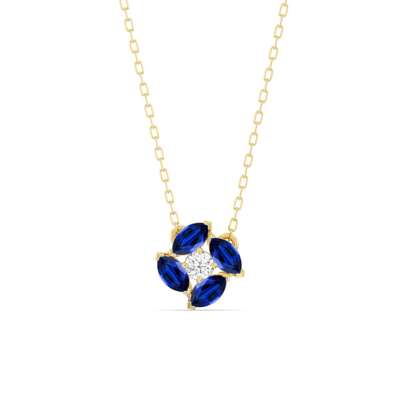 Sapphire and Diamond Hydrangea Necklace