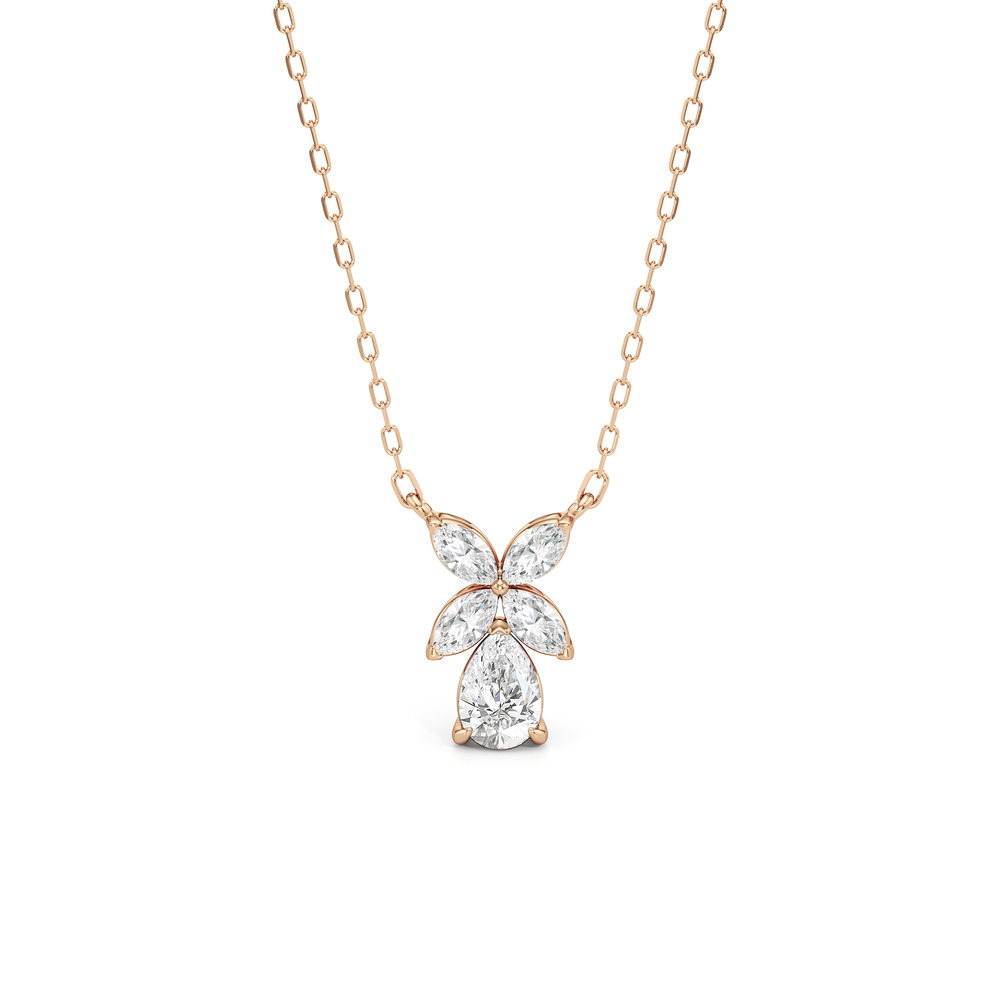Tulip Drop Necklace with 14KT Rose Gold / Lab / 1 Cut Diamond in 14KT Rose Gold / Lab / 1 view 1
