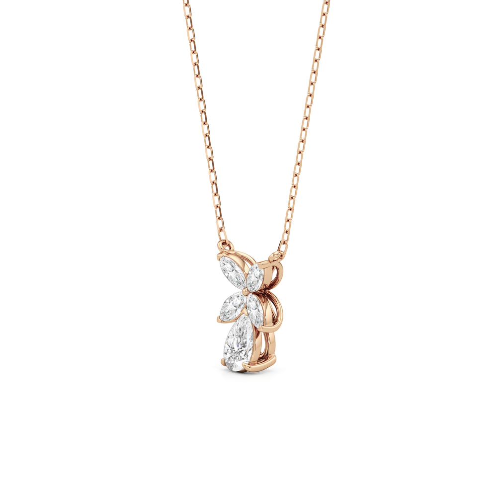 Tulip Drop Necklace with 14KT Rose Gold / Lab / 1 Cut Diamond in 14KT Rose Gold / Lab / 1 view 2
